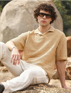 Light Blue Colour Block polo Slim Fit T-Shirt